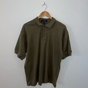Cumberland Bay Olive Green Quarter Button Down Polo Shirt Size Large